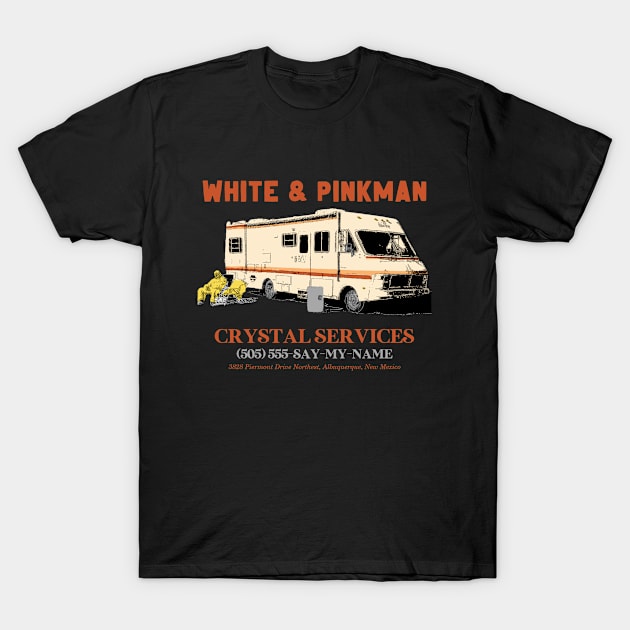 Walter White and Jesse Pinkman Crystal Services T-Shirt by jealousclub